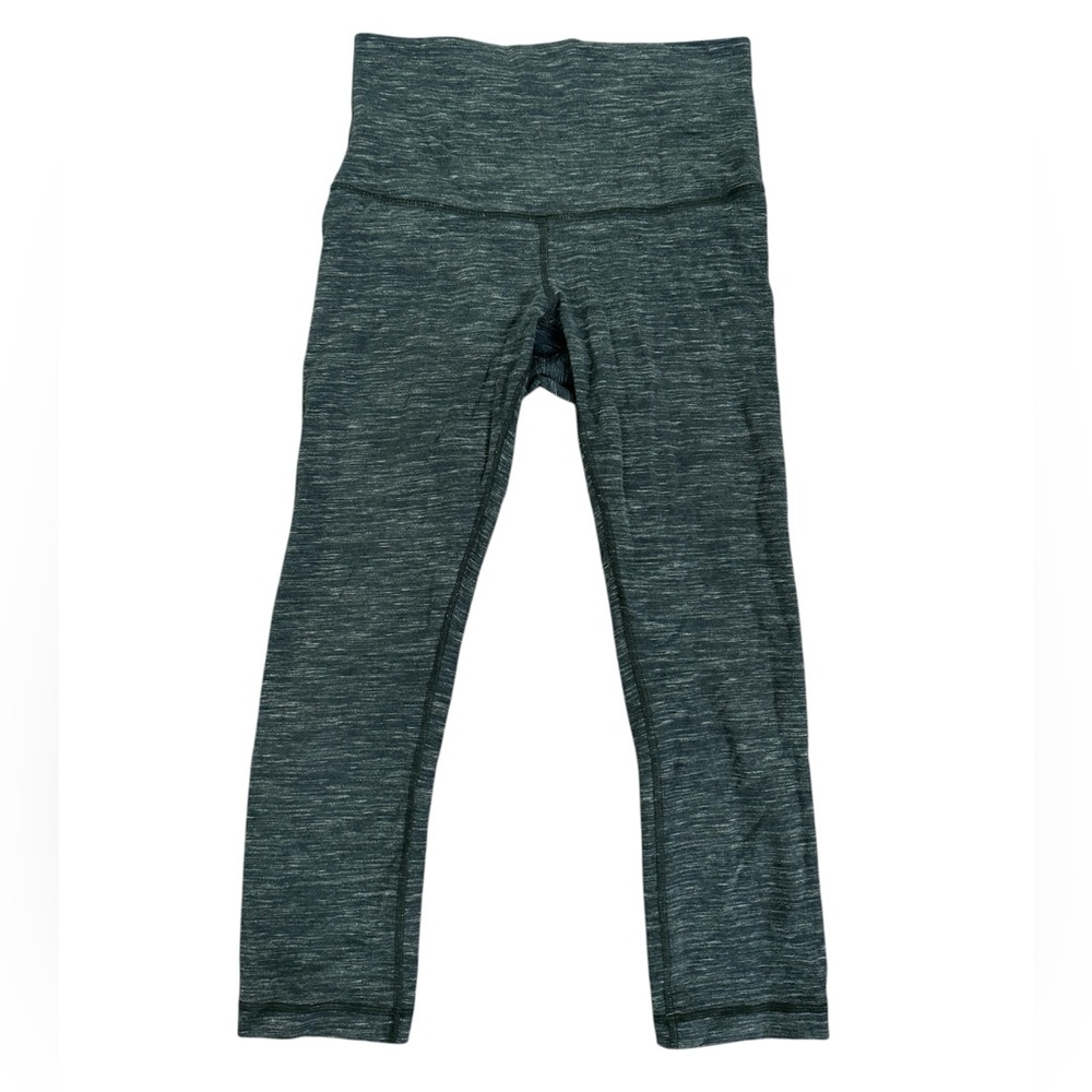 Lululemon leggings green heathered crop size 6 wunder under